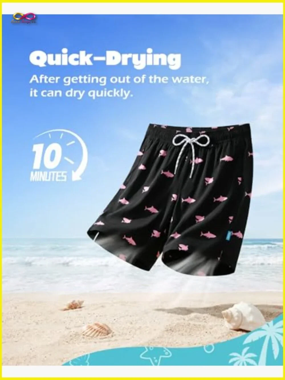 Men's Quick Dry Board Shorts with Compression Liner Zipper Pockets 5 Inch Inseam
